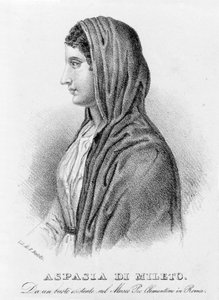 Aspasia van Milete, minnares van Pericles. Lithografie van Bertotti. 19e eeuw