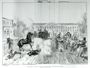 Aanslag op Tsaar Alexander II (1818 - 1881) in 1881.