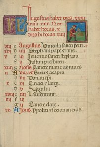 Augustus Kalenderblad; Dorsen door Unknown artist