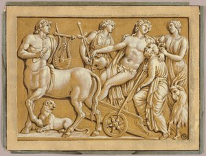 Bacchus in zijn wagen met bedienden door Unknown artist