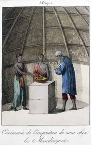 Doop in de Mandingues (Mali?) in Afrika - gravure door Unknown artist