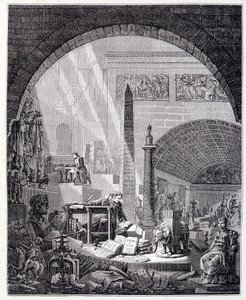 Baron Dominique Vivant-Denon (Vivant denon) op zijn kantoor, omringd door kunstvoorwerpen en Napoleon door Unknown artist