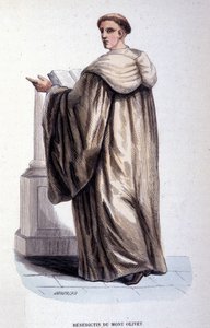 Benedictijn van de Mont Olivet. Gravure uit een album over religieuze orden, Parijs door Unknown artist