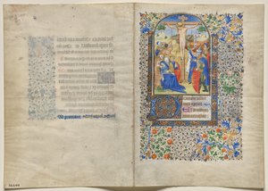 Bifolio uit een getijdenboek: De Kruisiging: Uren van het Kruis (recto)