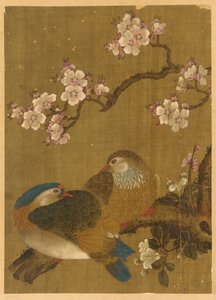 Vogels en Pruimenbloesems door Unknown artist