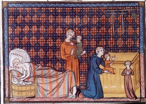 Geboorte en opvoeding van de koning van Frankrijk Lodewijk IX of Sint Lodewijk (1214-1270) door Unknown artist