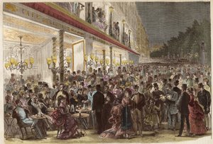 Café op de Grands Boulevards op een zomeravond 1869 - Parijs door Unknown artist