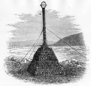 Cairn en brievenbus op de noordpool - Georges S. Nares, Un voyage à la mer polar, Parijs: Hachette door Unknown artist