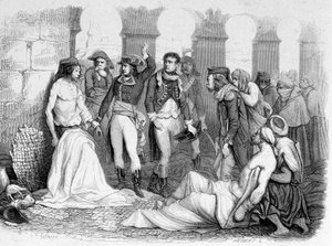 Campagne (Expeditie) van Egypte (1798-1801): Generaal Bonaparte bezoekt het pestziekenhuis in Jaffa, Egypte. Gravure 19e eeuw door Unknown artist