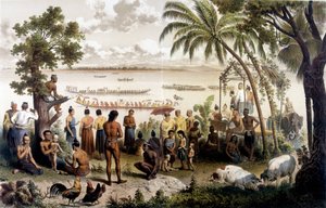 Kano race in Bassac, Laos. Atlas van de ontdekkingsreis naar Indochina tijdens de jaren 1866 - 1868, uitgegeven door F. Garnier