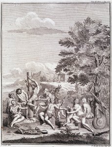 Gevangenen geofferd door de Antis, in Peru - in "Historische Reis door Zuid-Amerika in opdracht van de Koning van Spanje" door Don Georges Juan & Don Antoine de Ulloa, T.II, ed. Jombert, Librairie du Roi, Parijs door Unknown artist