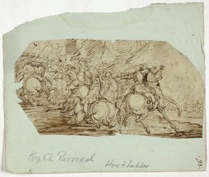 Gevechtsscène cavalerie door Unknown artist