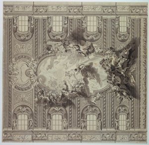 Plafond van de Kerk van het Gesù, Rome, Italië door Unknown artist