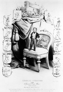 Charles Sherwood Stratton, bijgenaamd Generaal Tom Thumb (Generaal Tom Thumb) (1838-1883), de beroemde dwerg van het Barnum circus.
