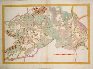 Kaart van Leix en Offaly, Ierland, ca. 1590