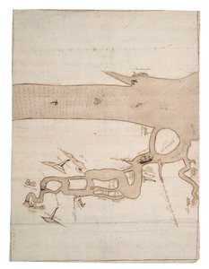 Kaart van de rivier Medway en een deel van de Theems: nr.24 Sheerness, c.1590 (inkt en was) door Unknown artist