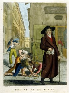 Verzameling van spreekwoorden, gravure uit het einde van de 18e eeuw