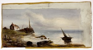 Huisje aan de kust door Unknown artist