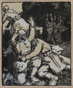In een loopgraaf, Duitse soldaten geven zich over door Unknown artist