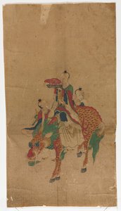 Daoïstische onsterfelijke op een Qilin en twee begeleiders door Unknown artist