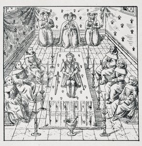Dood van Karel IX op 30 mei 1574 op 24-jarige leeftijd - in Collection of 39 figures representing the calamities of France from 1562 to 1586 Louis Perrin imprimerie door Unknown artist