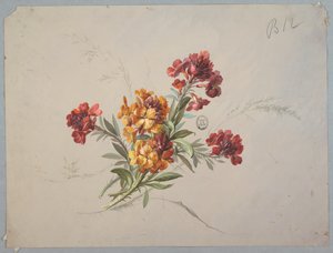Ontwerp voor behang en textiel: bloemen door Unknown artist
