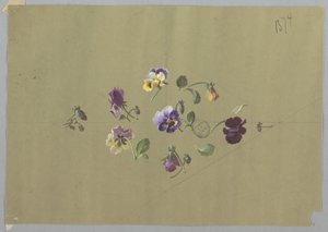 Ontwerp voor Behang en Textiel: Bloemen door Unknown artist