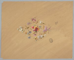 Ontwerp voor behang en textiel: bloemen door Unknown artist