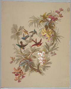 Ontwerp voor behang en textiel: bloemen en vogels
