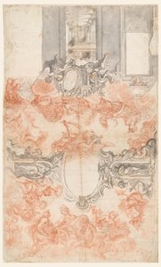 Ontwerp voor een Beschilderd Plafond en de Decoratie van een Korte Muur die de Seizoenen Illustreert door Unknown artist