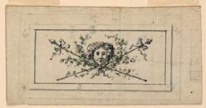 Ontwerp voor een Paneel met een Hoofd voor Twee Gekruiste Thyrsi door Unknown artist