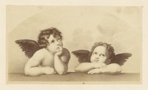 [Detail van cherubijnen uit Rafaëls "Sixtijnse Madonna"]. door Unknown artist
