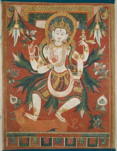 Dubbelzijdig beschilderde banier (Paubha) met God Shiva