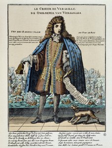 Nederlandse satirische prent tegen Lodewijk XIV: Slag bij de Hougue of de Franse vloot, bewapend om Jacobus II te herstellen en onder bevel van Anne Hilarion van Costentin (Cotentin), Graaf van Tourville (1642-1701), werd verslagen en deels vernietigd op 2