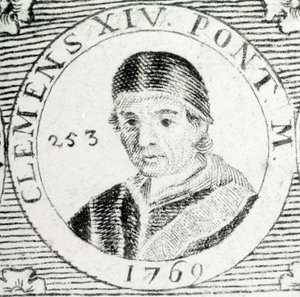 Gravure van paus Clemens XIV (1705 - 1774). door Unknown artist
