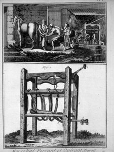 Gravure die de hoefsmid van de 18e eeuw voorstelt door Unknown artist