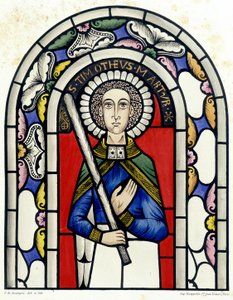 Gravure die het glas-in-loodraam van Sint-Timotheüs voorstelt, uit de kerk van Neuviller door Unknown artist