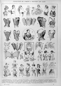 Evolutie van het korset en vrouwelijke lingerie door de tijd heen door Unknown artist