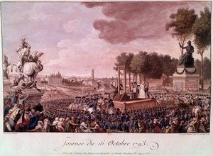 Executie van Marie Antoinette: koningin Marie Antoinette op het schavot op 16 oktober door Unknown artist