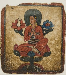 Figuur gezeten op lotus, uit een set inwijdingskaarten (Tsakali)