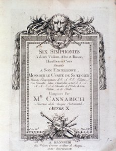 Eerste pagina van bladmuziek van de symfonie nr. 3 door Christian Cannabich door Unknown artist