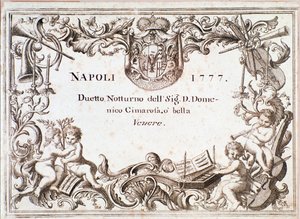 Eerste pagina van de partituur van O bella venere, in Armida immaginaria door Domenico Cimarosa, ca. 1777 door Unknown artist