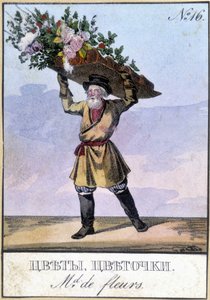 Bloemenverkoper in Rusland in de 19e eeuw door Unknown artist