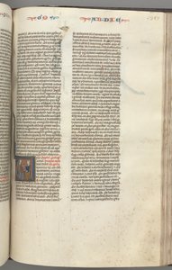 Fol. 357r, Obadja, historiated initiaal V, Obadja en een Jood in discussie door Unknown artist