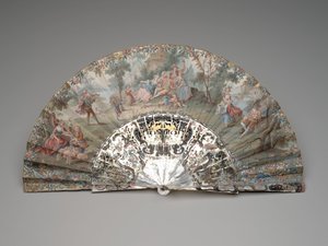 Vouwwaaier met een pastorale scène, ca. 1740-50 door Unknown artist