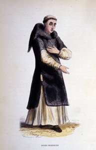 Voormalige Benedictijn. Gravure uit een album over religieuze orden, Parijs