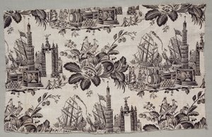 Fragment van Woodblock bedrukt katoen door Unknown artist