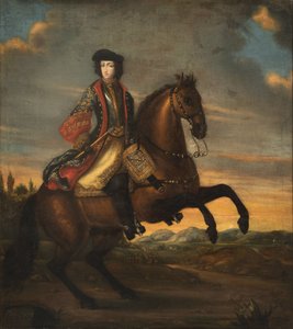 Frederik IV van Holstein-Gottorp te paard - Portret van Frederik IV (1671-1702), Hertog van Holstein-Gottorp te paard, Anoniem door Unknown artist