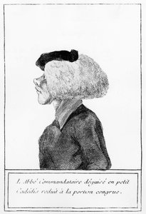 Franse Revolutie: na de overdracht van kerkelijke eigendommen aan de Natie, een voorstelling van een vermomde abt - gravure door Unknown artist