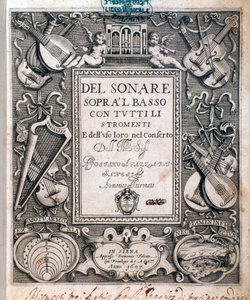Frontispice van del sonare sopra il basso door Agostino Agazzari door Unknown artist